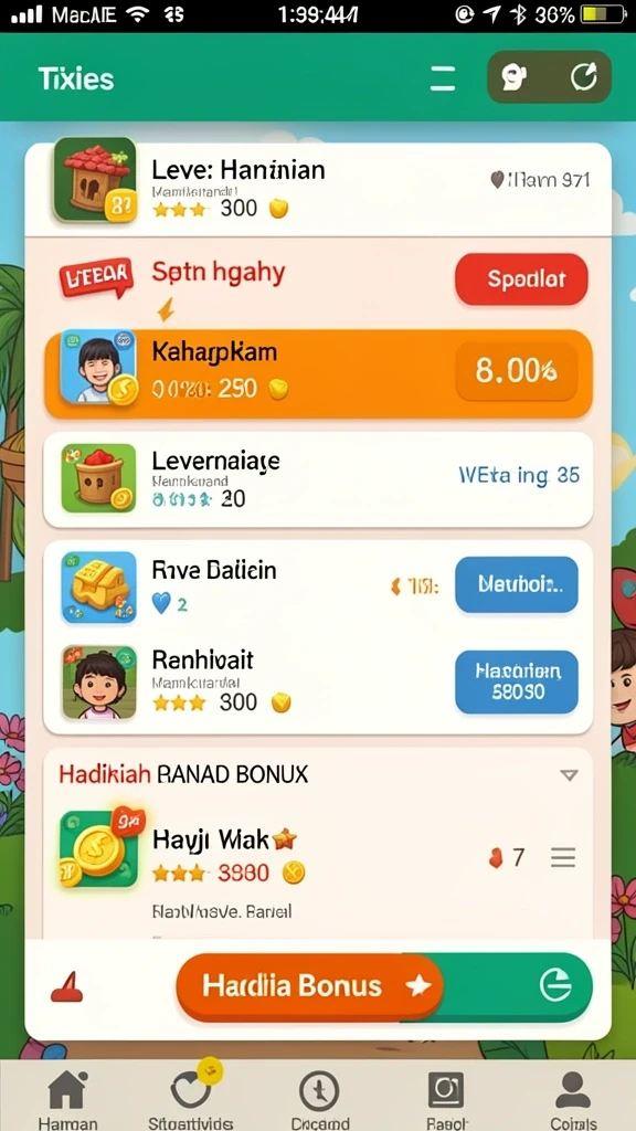 Tampilan layar utama dengan karakter utama game.